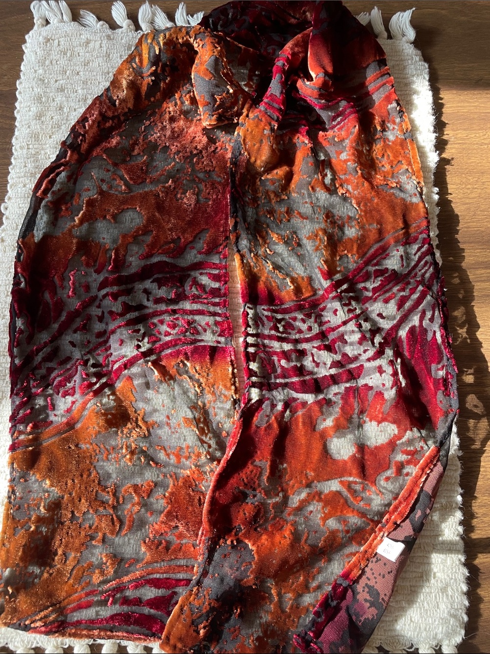 SILKBLEND VELVET BURNOUT NECK SCARF